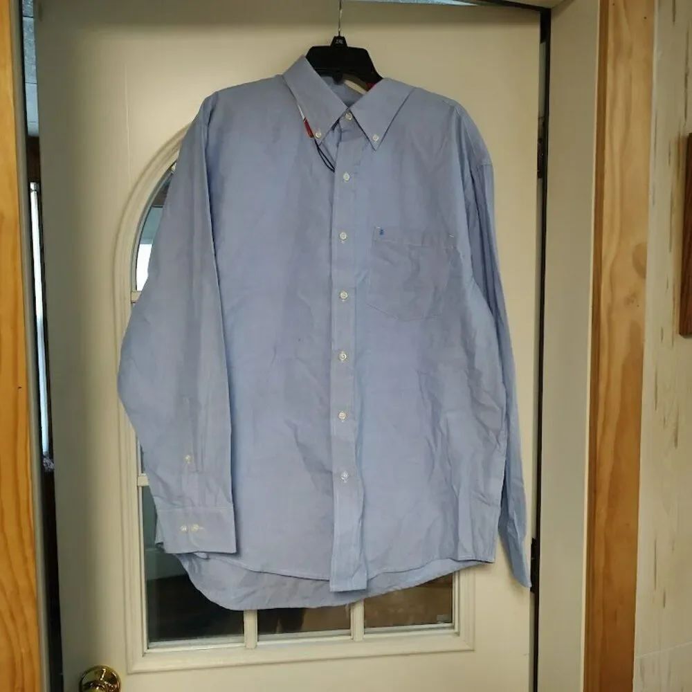 New Izod Light Blue Long Sleeve Button Down Shirt Size Men's XL